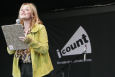 Miranda Richardson on Stag at the I Count rally in Trafalgar Square